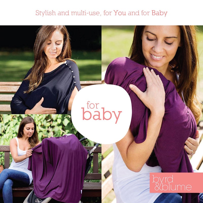 Byrd & Blume Maternity Nursing Cover Breathable Lightweight Breastfeeding Cover Wrap Shawl Scarf Poncho Full 360 (Gray, One size) - Image 5